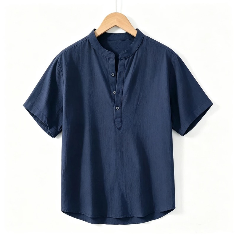 Linen Shirt Breathable - Yazlık Erkek Kısa Kollu Gömlekler Düz