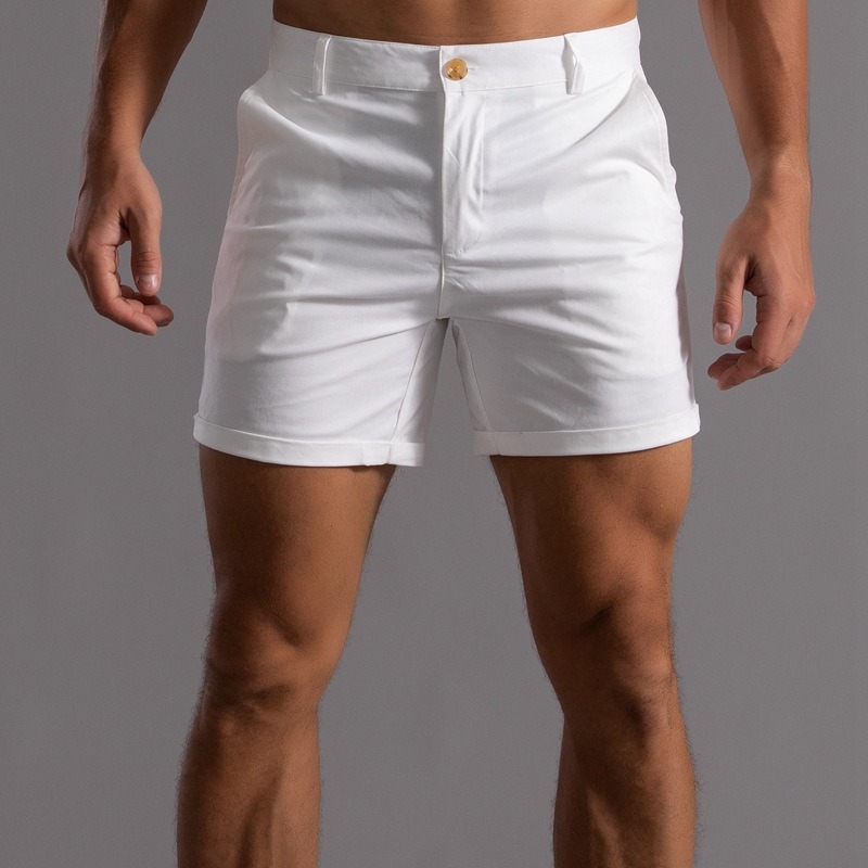 Shorts Chino Slim - Erkekler Slim Fit Chino Şortlar Kıvrık