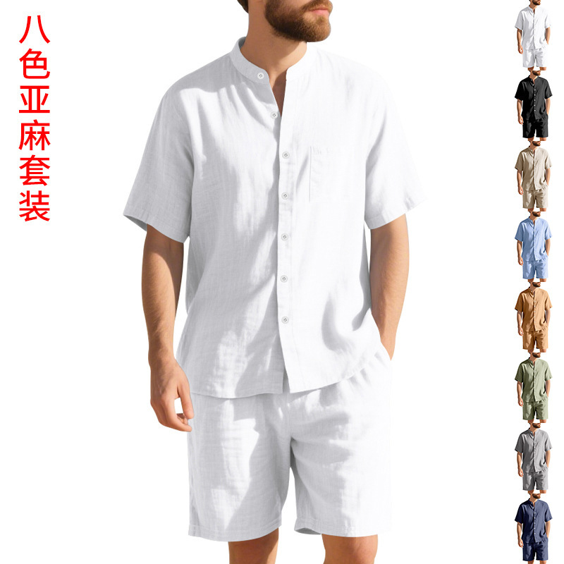 Linen Shirt Breathable - Yazlık Erkek Keten Bol Kesim Takım
