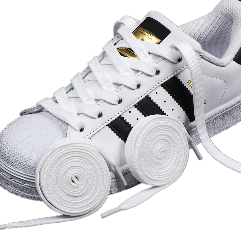 Adidas Shoes Superstar - 1 çift Siyah Beyaz Ayakkabı Bağcıkları