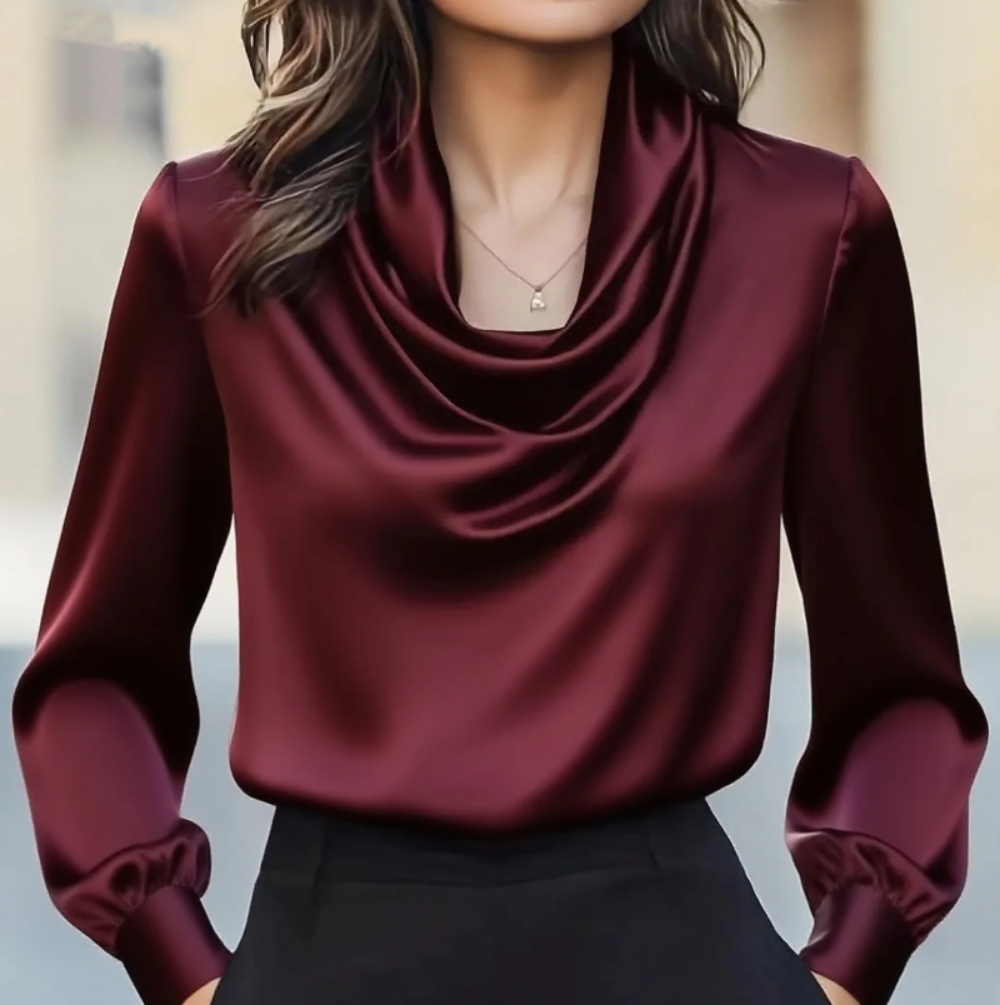 Shirt Camp Collar - Sonbahar modası zarif mizaç düz renk