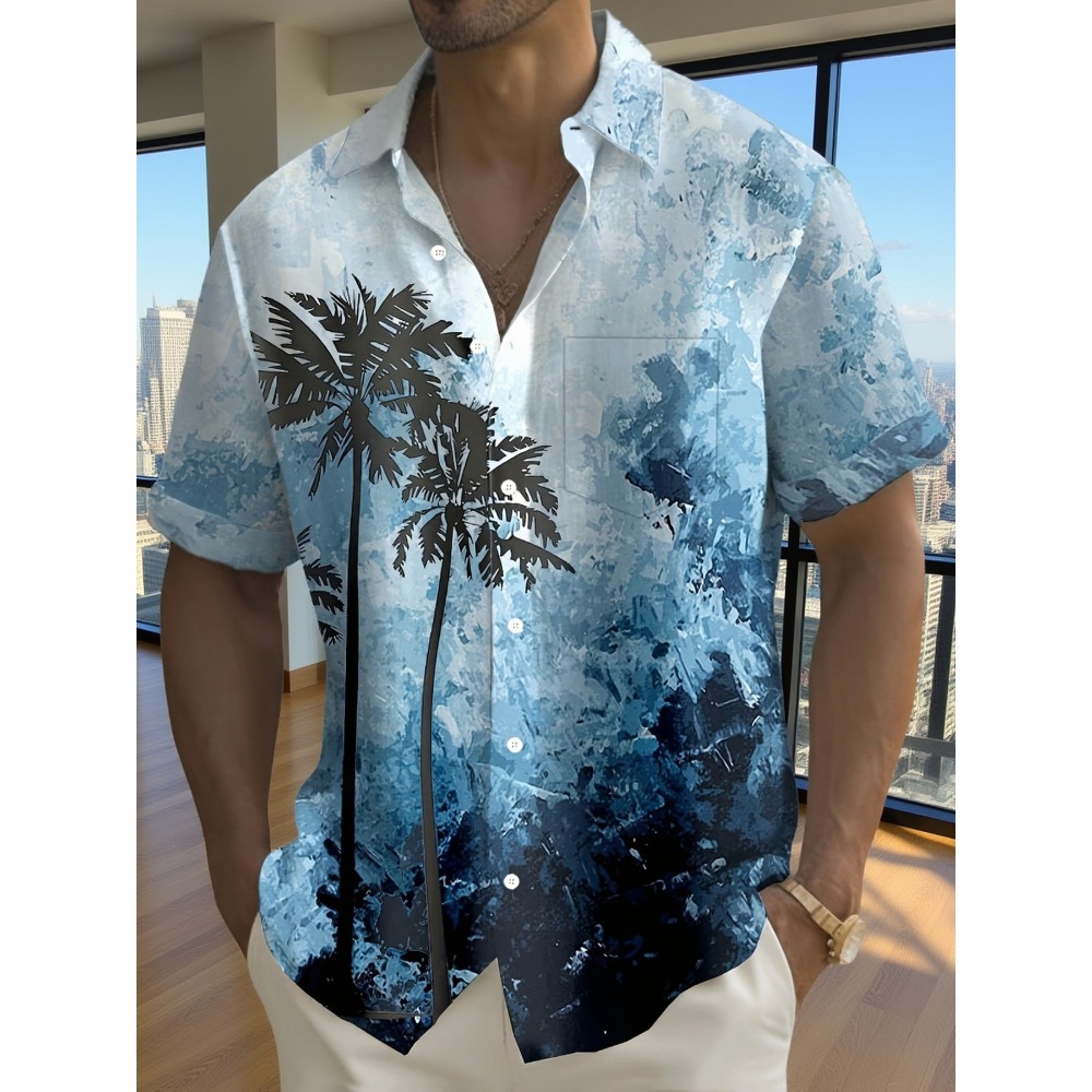 Resort Shirt Floral - Minimal Mürekkep Dokulu Yaka Detaylı Resort