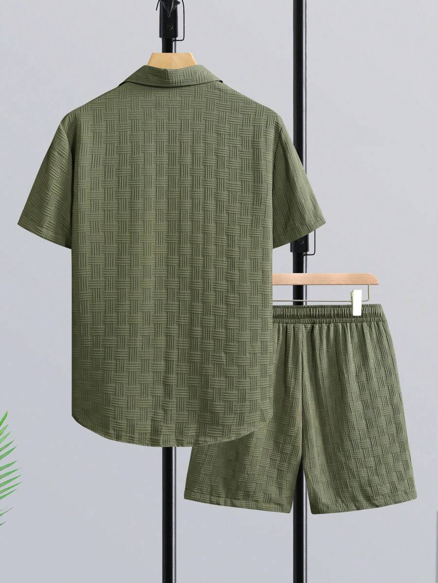 Short Linen Drawstring - Genlund Erkek Yetişkin Tatil Kısa Kollu