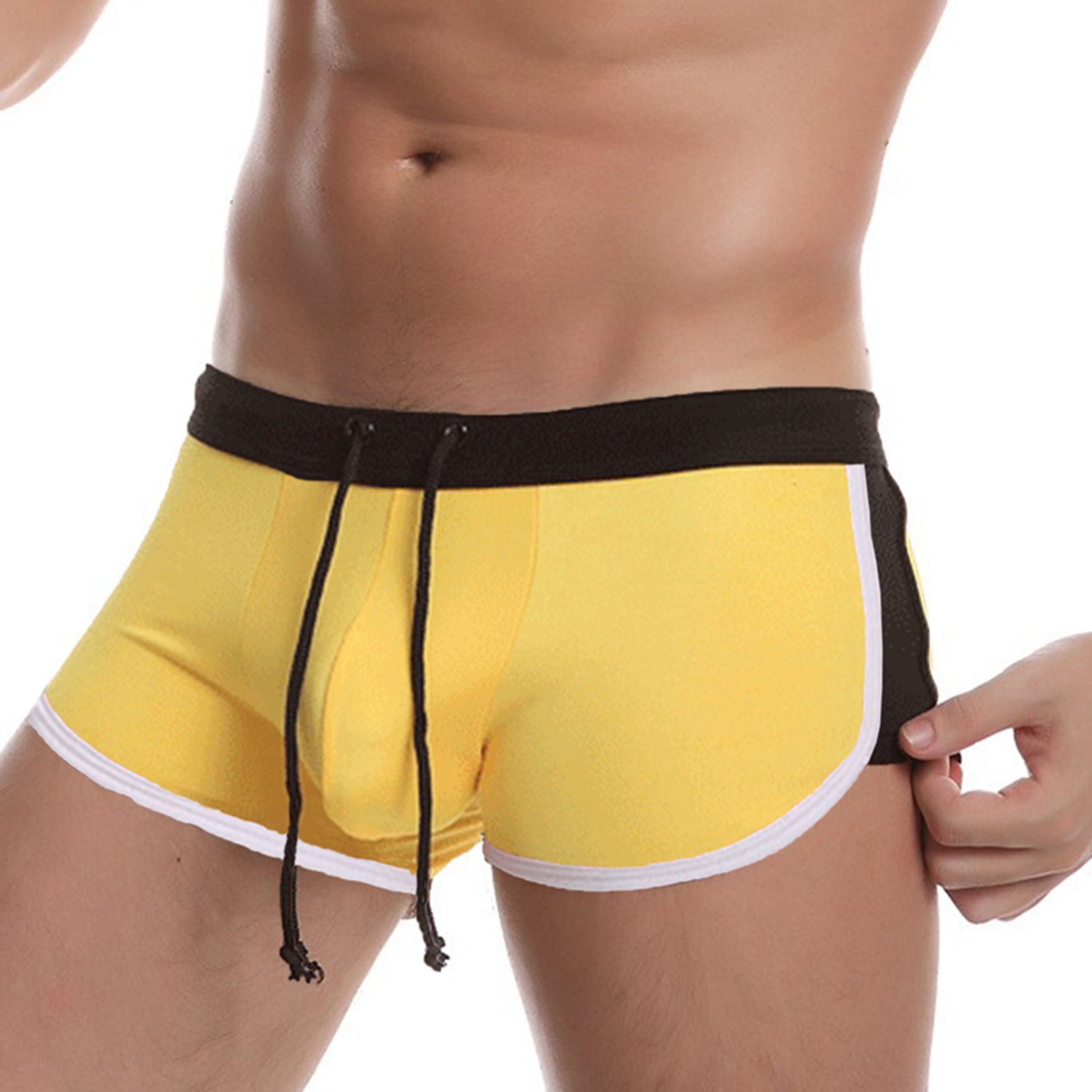 Swim Trunk Quick Dry - İpli Erkek Yüzme Şortları Düz Açılı