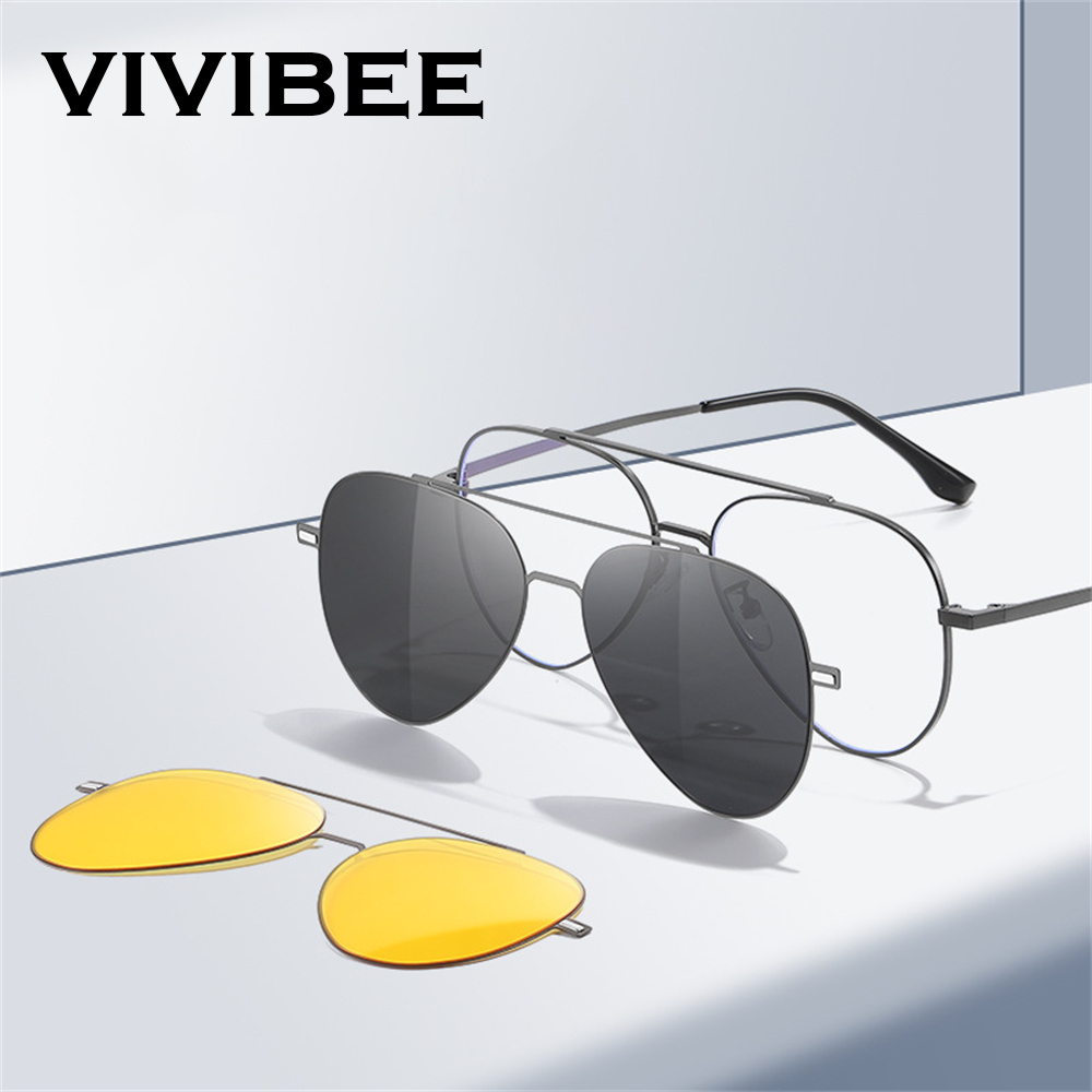 Sunglasses Aviator Polarized - VIVIBEE Havacılık Manyetik Polarize güneş gözlüğü