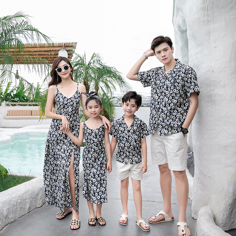 Resort Shirt Floral - Anne Kız Çocukları İçin Çiçek Desenli