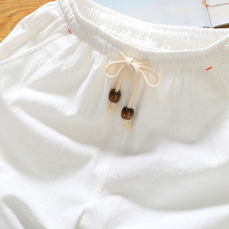 Marka erkek yaz moda katı renk - Short Linen Drawstring incelemesi ve fiyatı