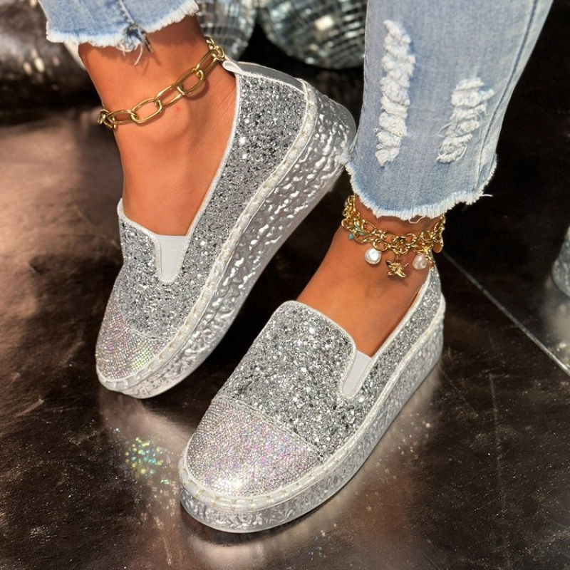 Gümüş Simli Yapay Elmaslı Plat - Espadrille Slip On incelemesi ve fiyatı