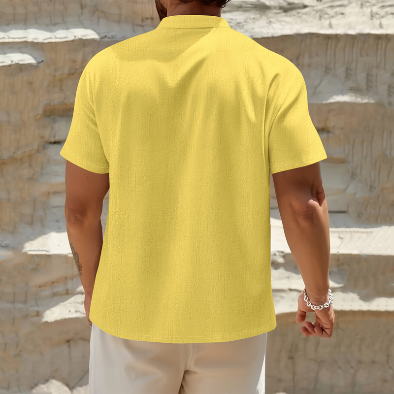 Erkek Pamuklu Keten Henley Göm - Linen Shirt Breathable incelemesi ve fiyatı
