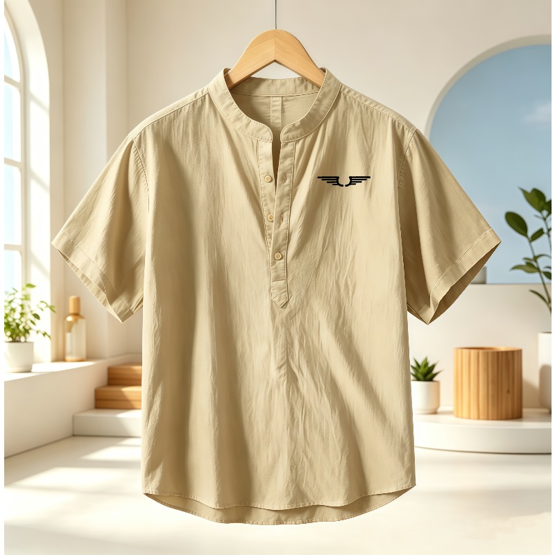 Erkek pamuklu ve keten Henley  - Linen Shirt Breathable incelemesi ve fiyatı