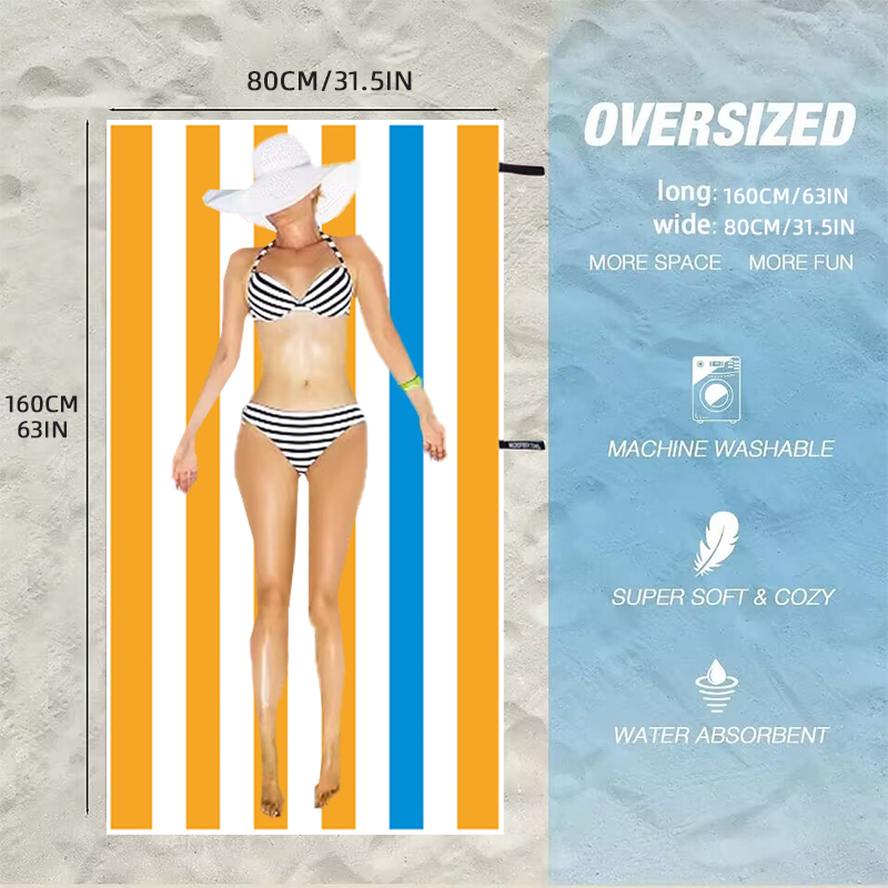 Canlı Renkli Çizgili Plaj Havl - Beach Towel Large incelemesi ve fiyatı