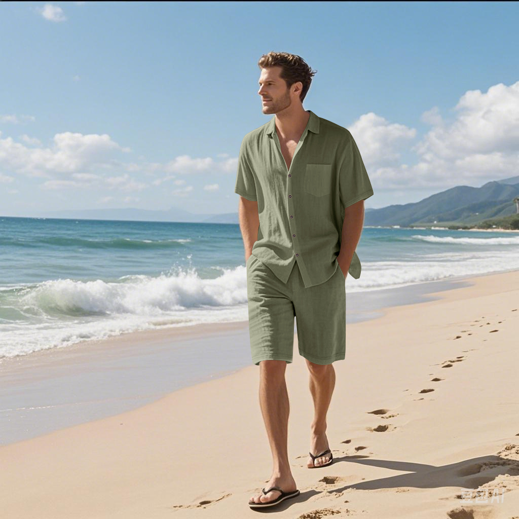 Erkek Keten Dokulu İki Parçalı - Linen Shirt Breathable incelemesi ve fiyatı