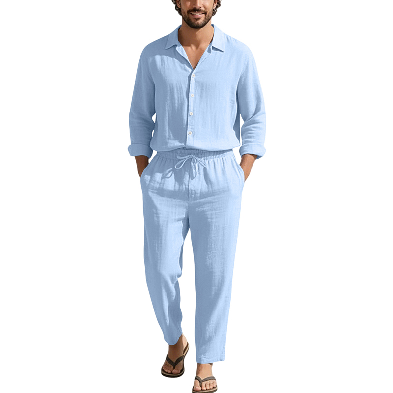İlkbahar Yaz Keten Günlük Setl - Linen Shirt Breathable incelemesi ve fiyatı