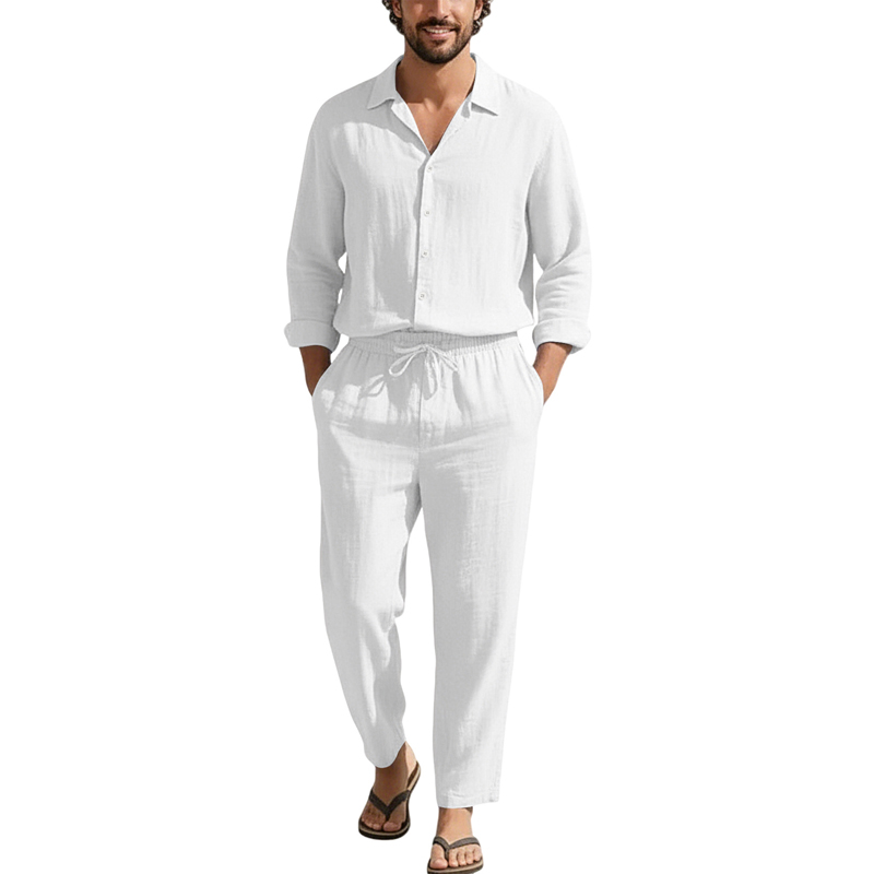 İlkbahar Yaz Keten Günlük Setl - Linen Shirt Breathable incelemesi ve fiyatı