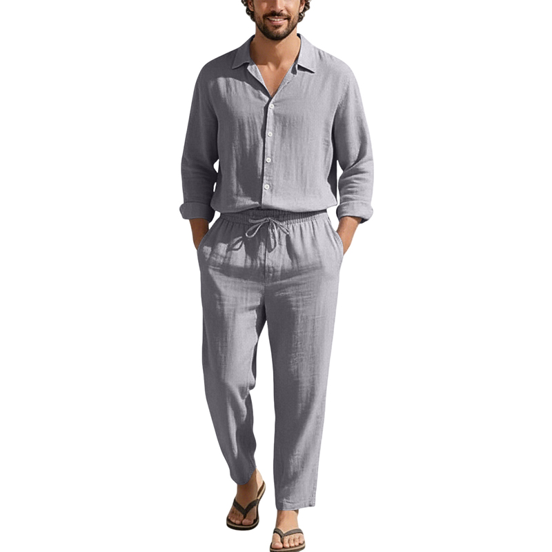 İlkbahar Yaz Keten Günlük Setl - Linen Shirt Breathable incelemesi ve fiyatı