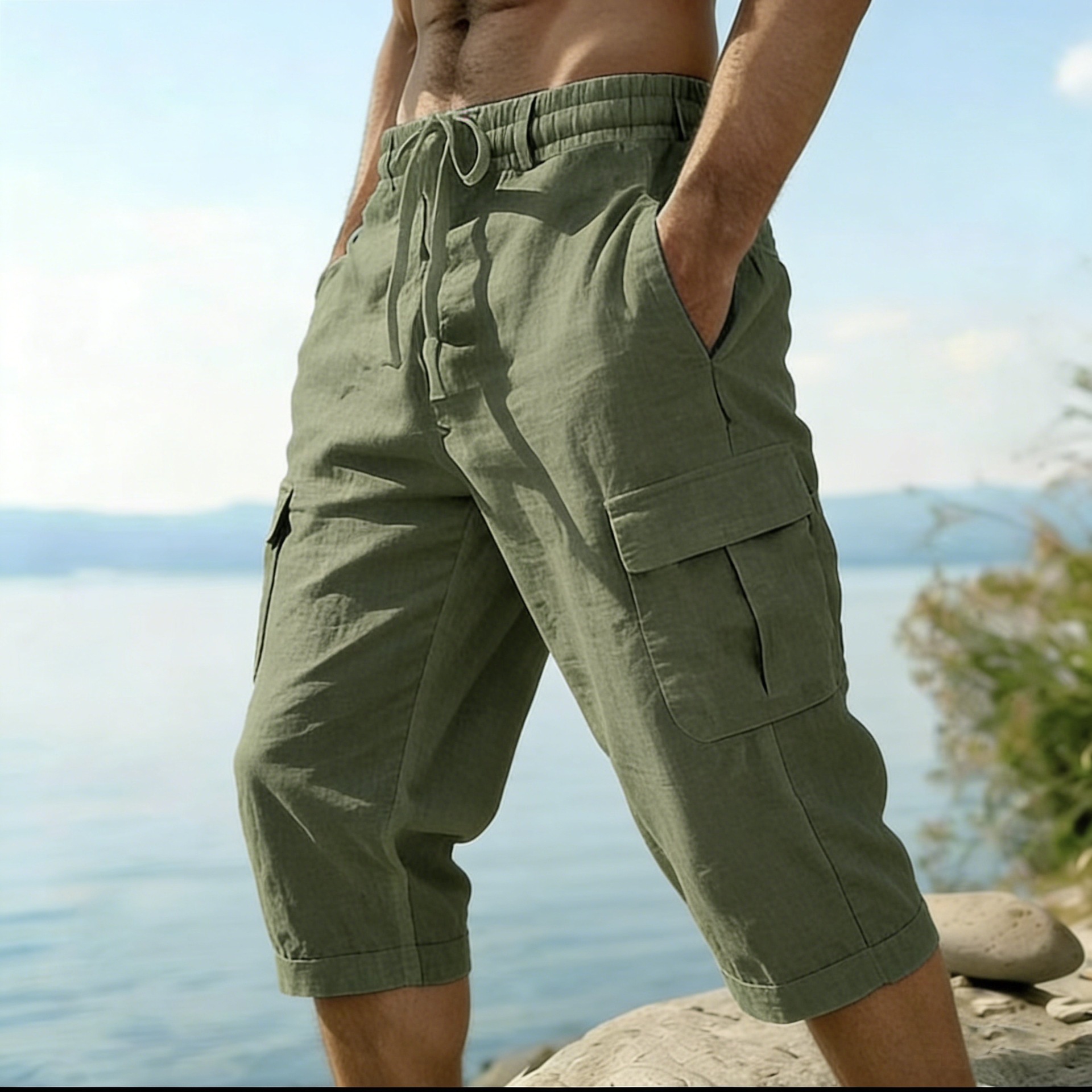Erkekler Yaz Pamuk Keten Şort  - Short Linen Drawstring incelemesi ve fiyatı